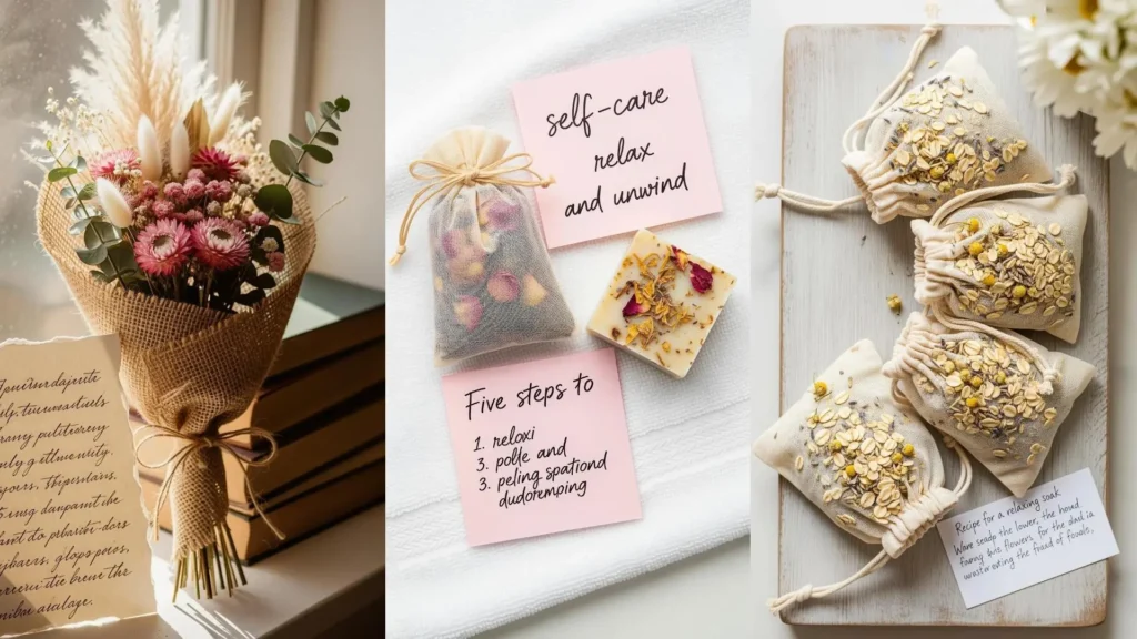 Fiori secchi, bustine profumate DIY e biglietti fatti a mano, per creare sorprese uniche e personali. Idee regalo.