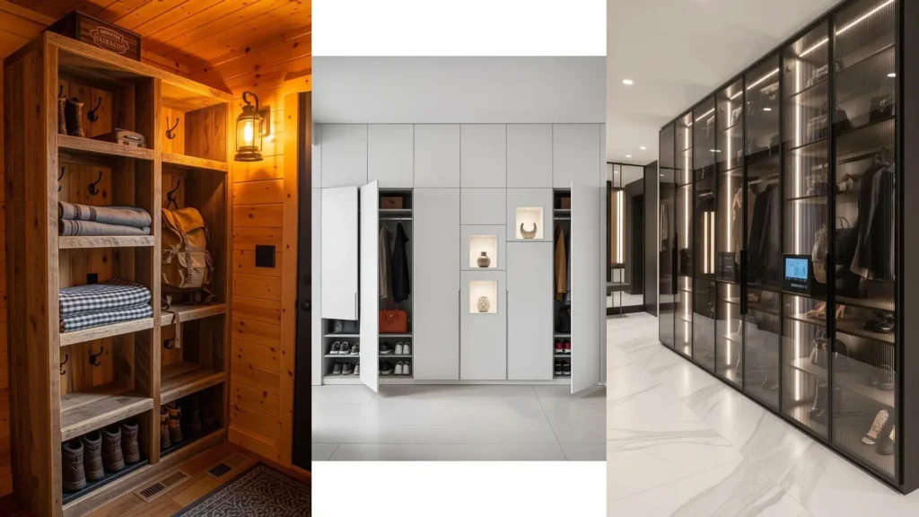 Esempi di ingressi pratici con librerie integrate per organizzare al meglio scarpe, borse e accessori.