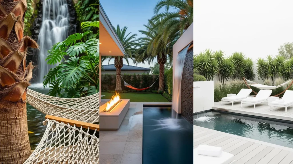 Paradisi tropicali con palme altissime, amache colorate e cascate artificiali da sogno.