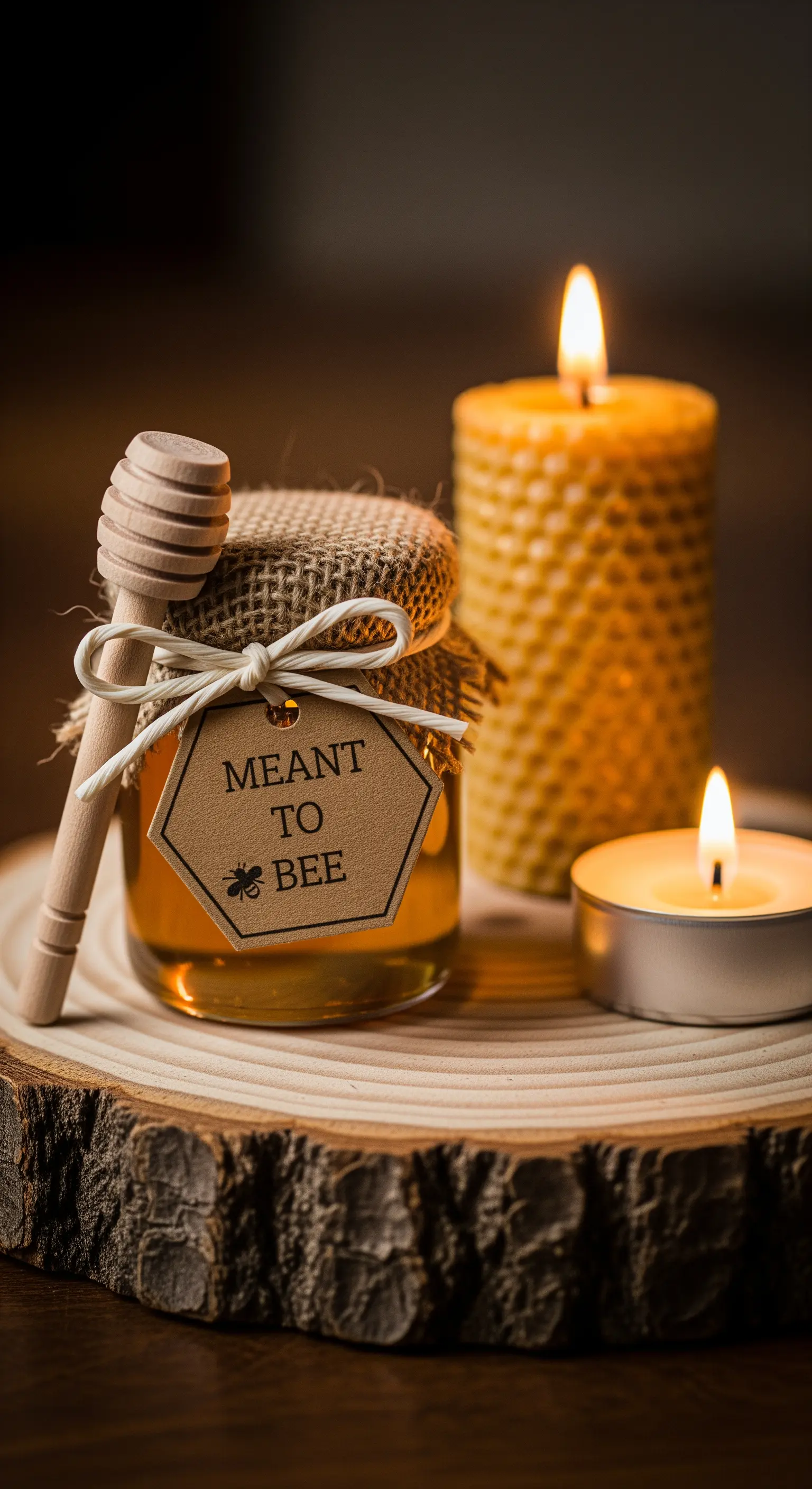 Vasetto di miele con spargimiele in legno, etichetta