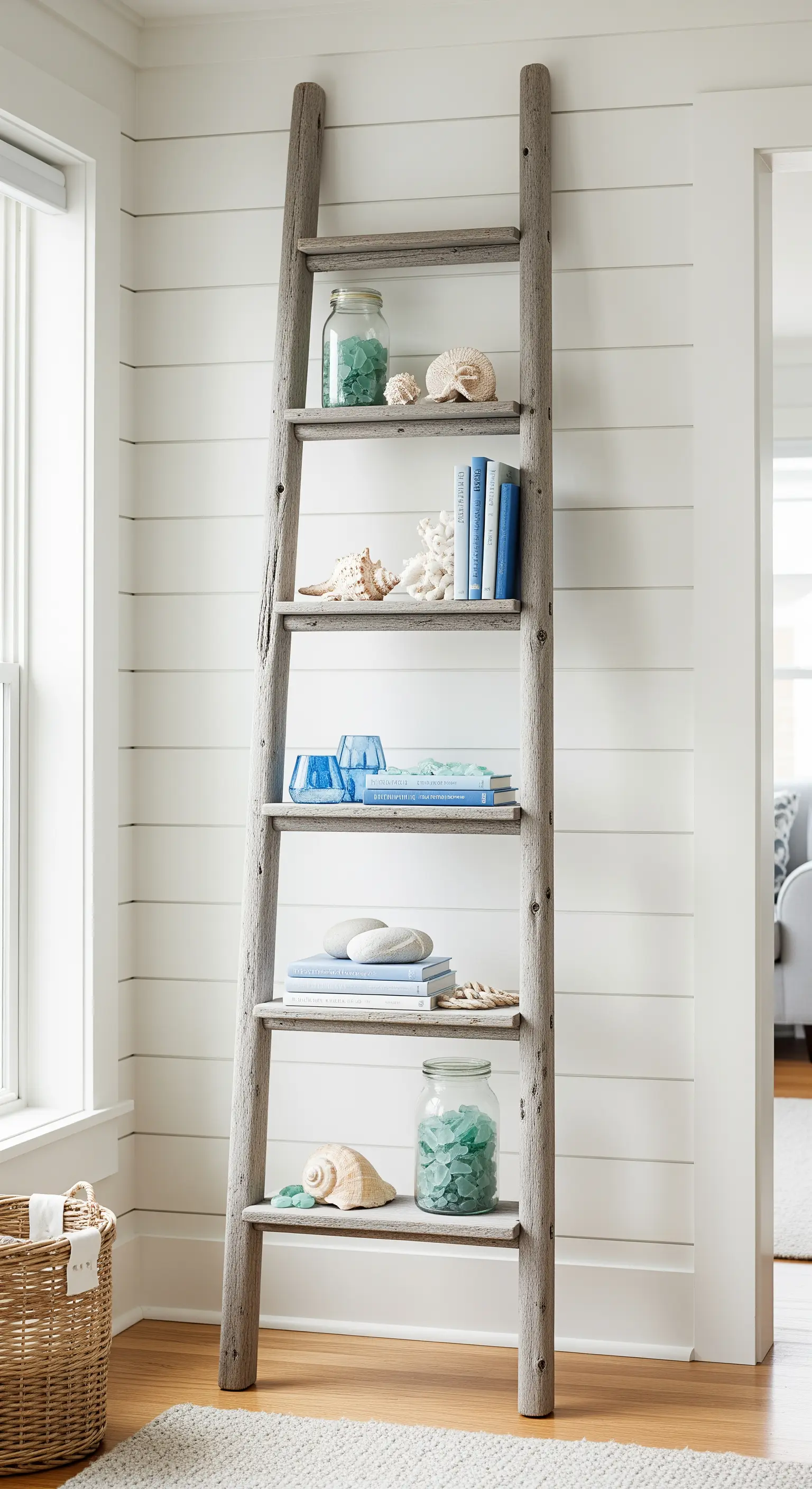 Scala decorativa in legno effetto 