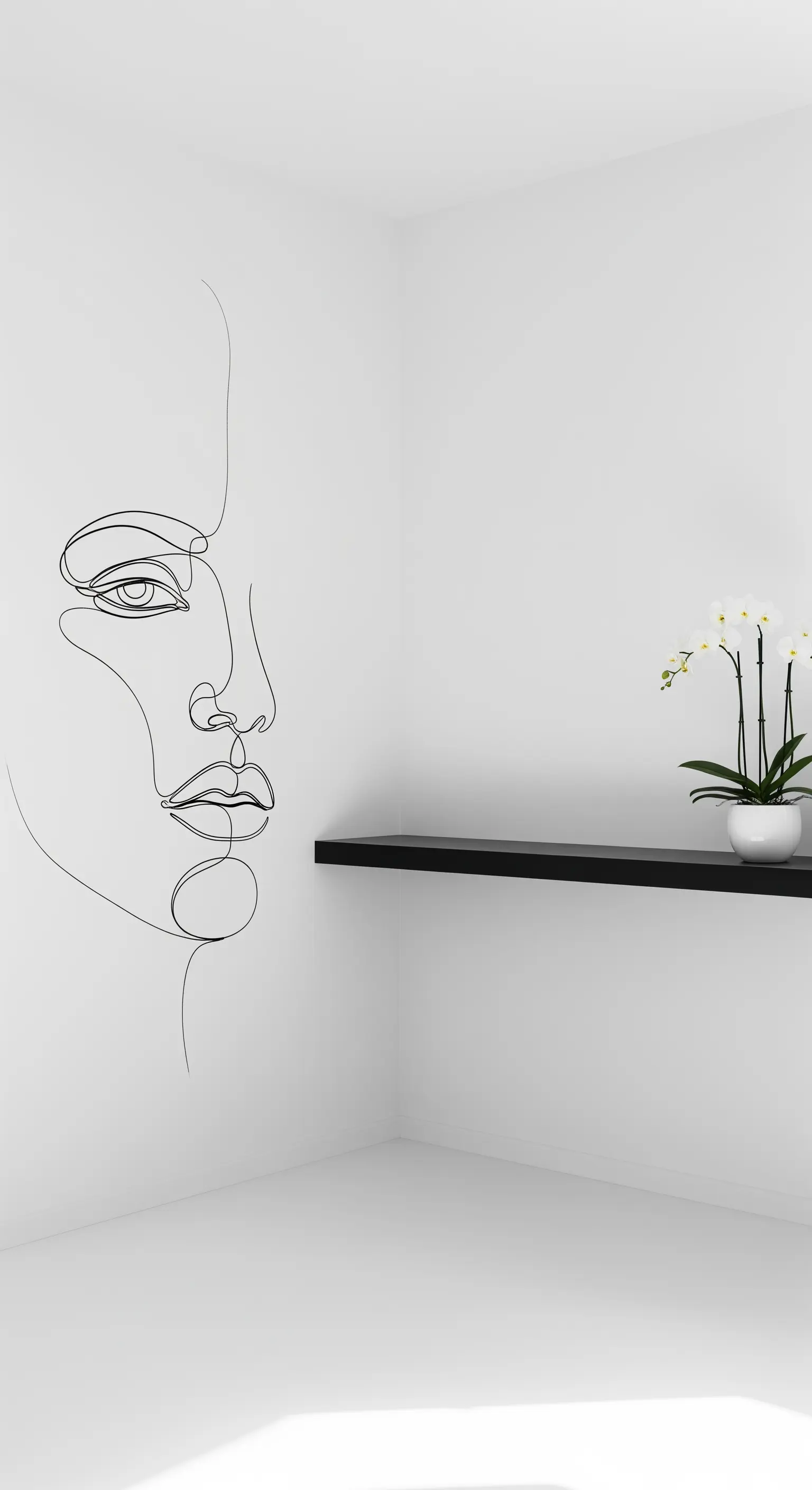 Murale minimalista di un volto 