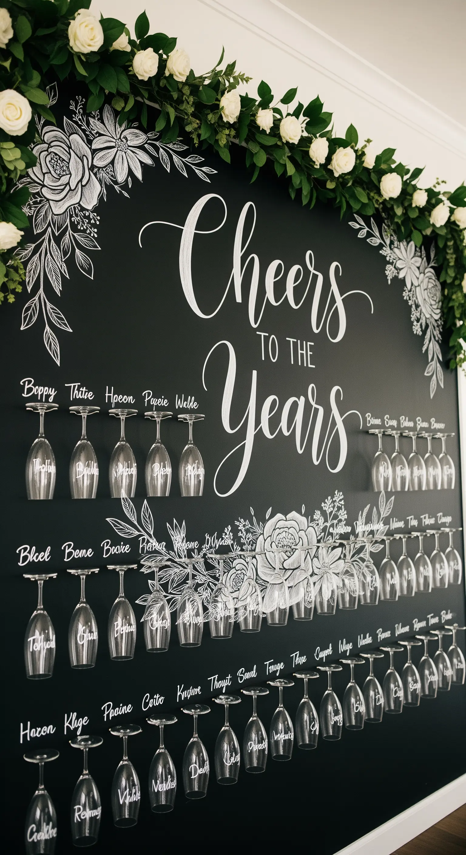 Parete a lavagna con scritta calligrafica 