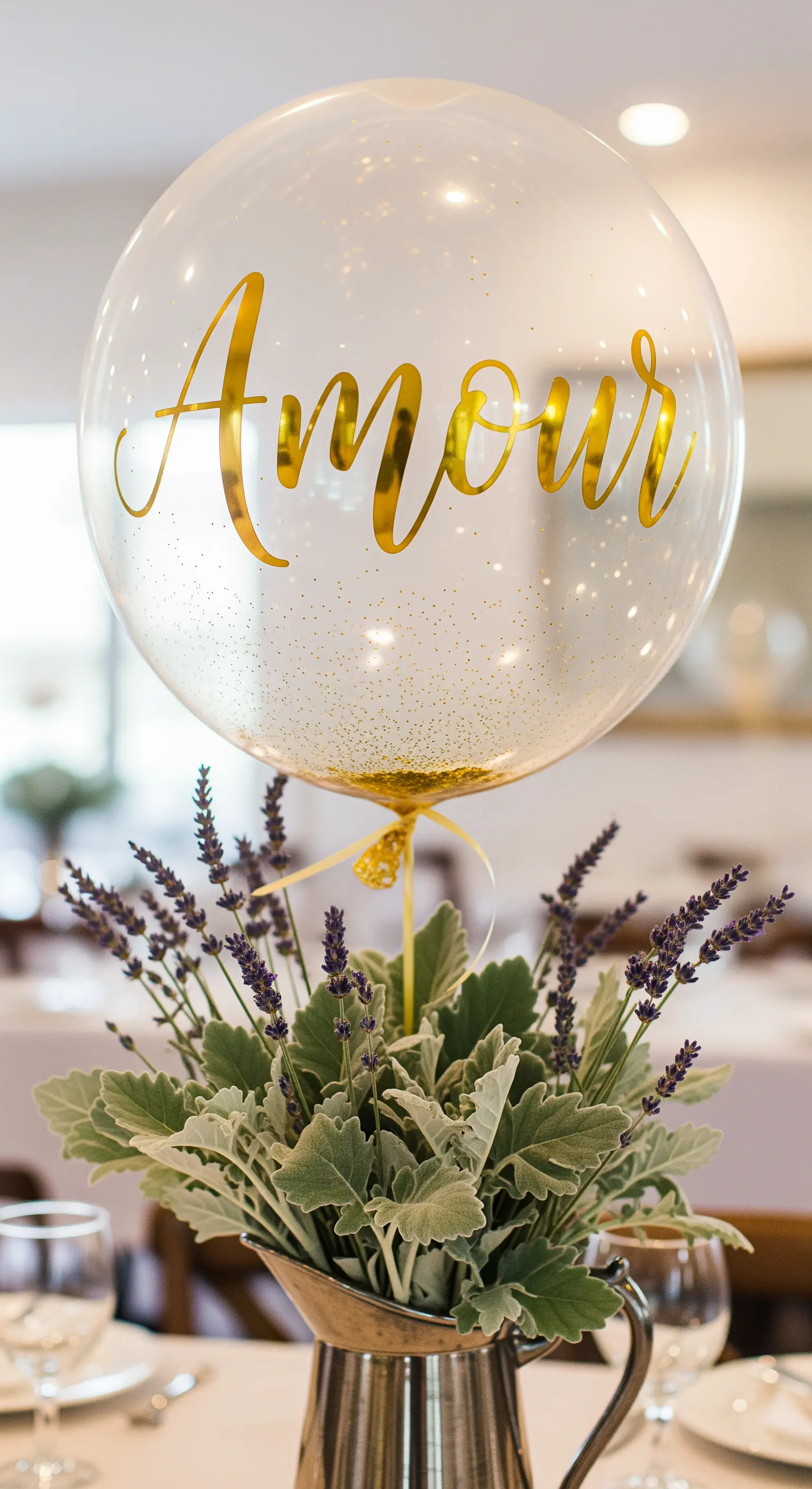 Palloncino trasparente con scritta dorata 