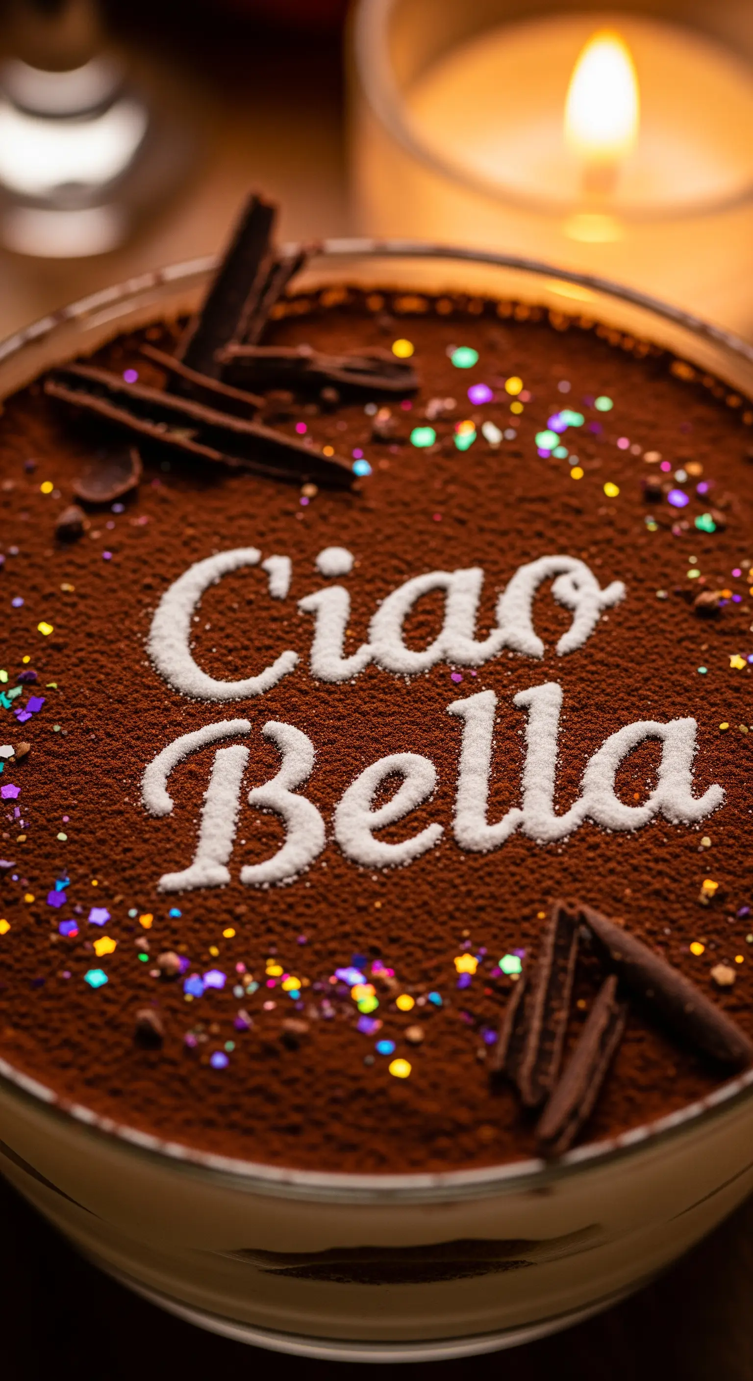 Tiramisù in una coppa con la scritta 