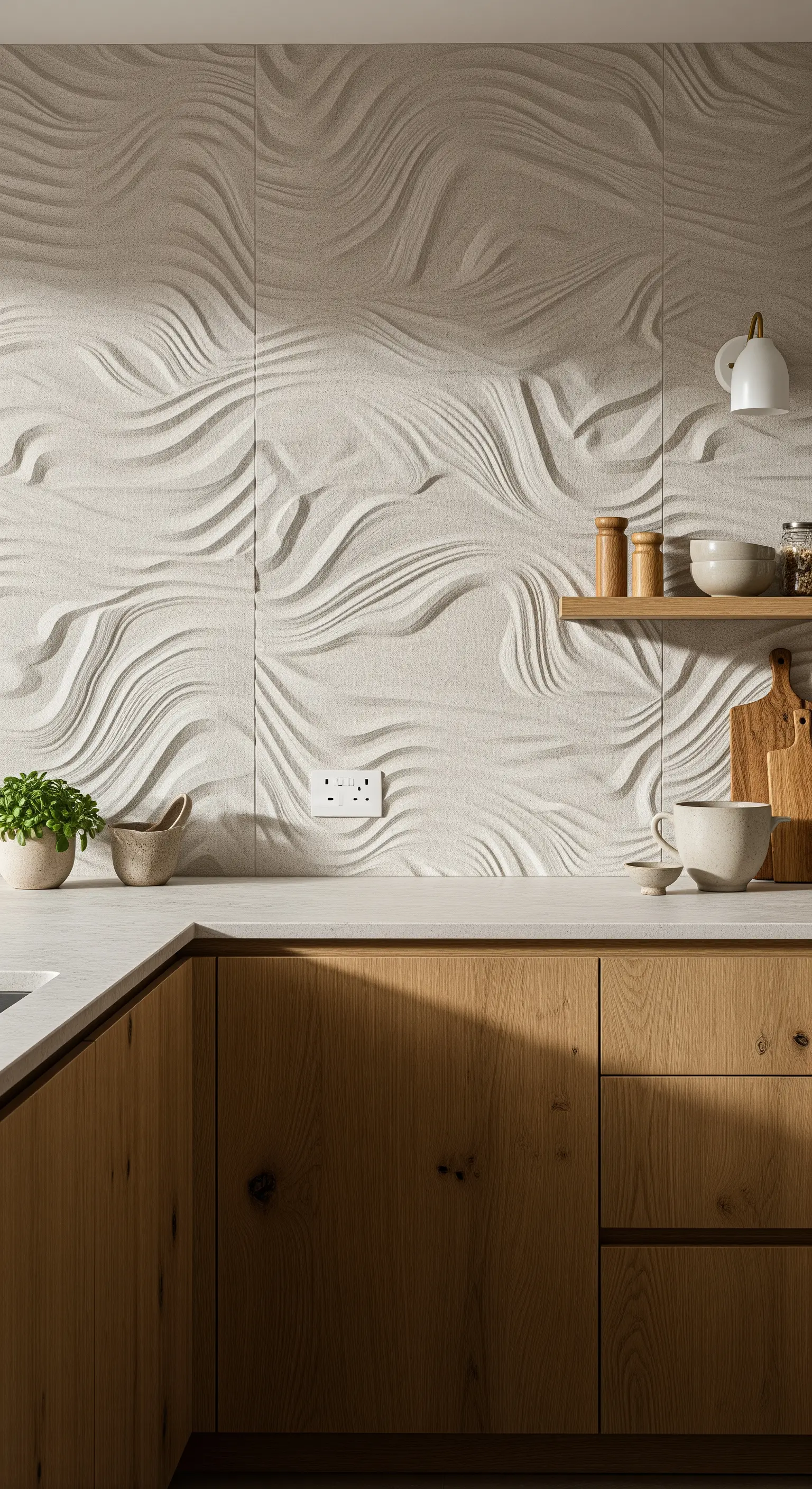 Paraschizzi con pannelli tridimensionali texturizzati che ricordano la sabbia.