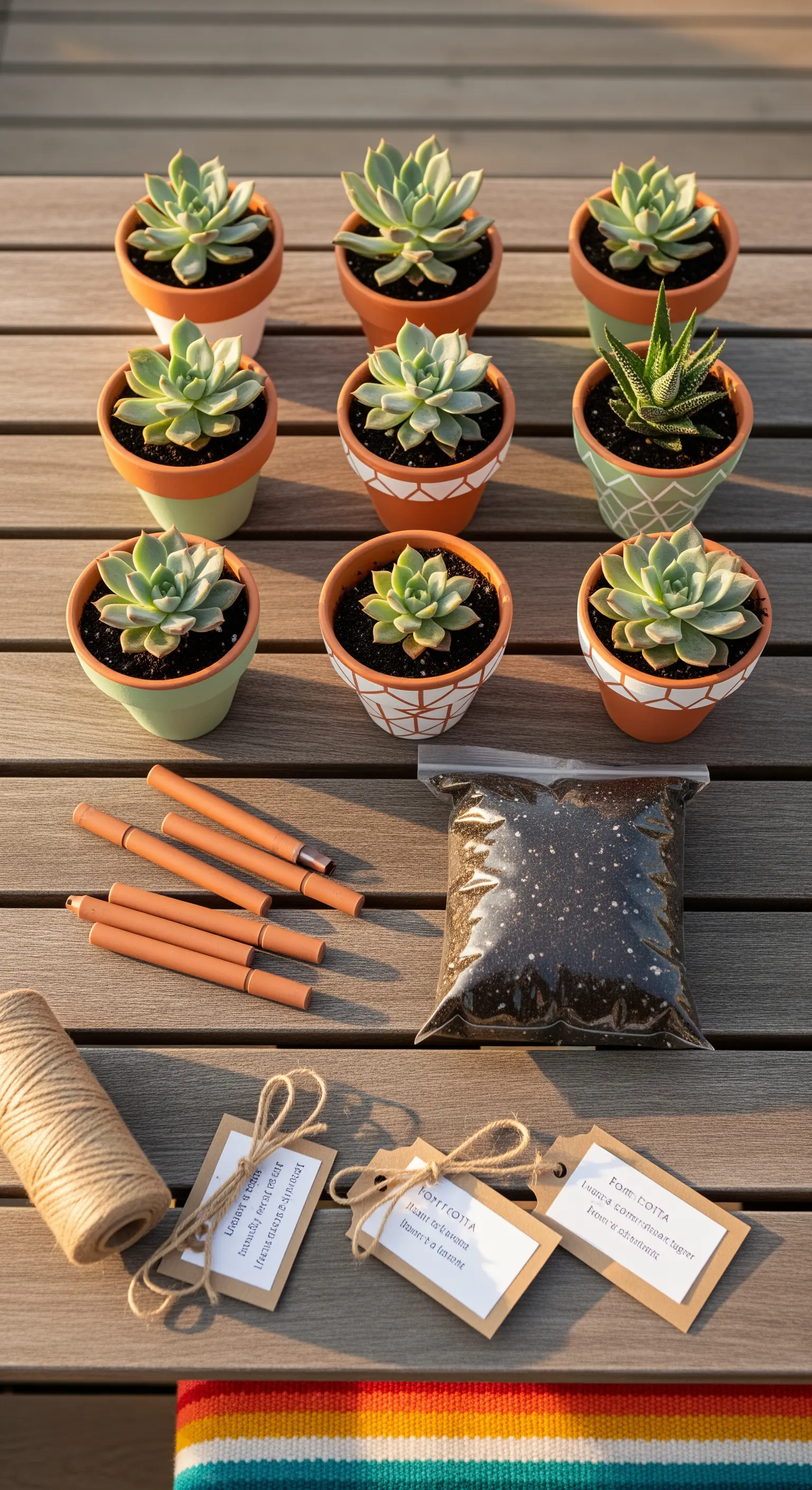 Kit fai-da-te per piantare piccole piante grasse in vasetti di terracotta