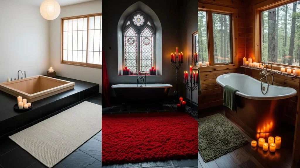 Ambienti confortevoli con tappeti a pelo lungo, candele e vasche profonde, perfetti per il relax.