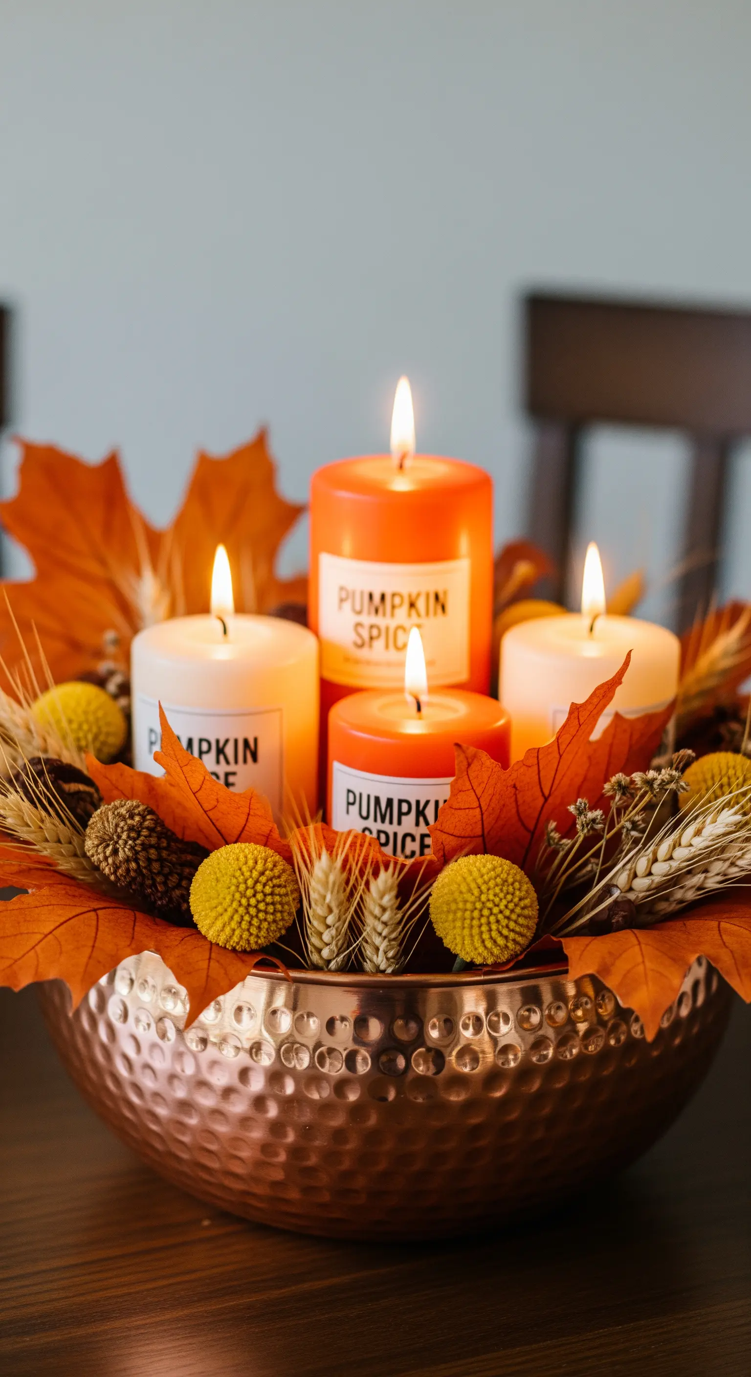 Ciotola in rame con candele