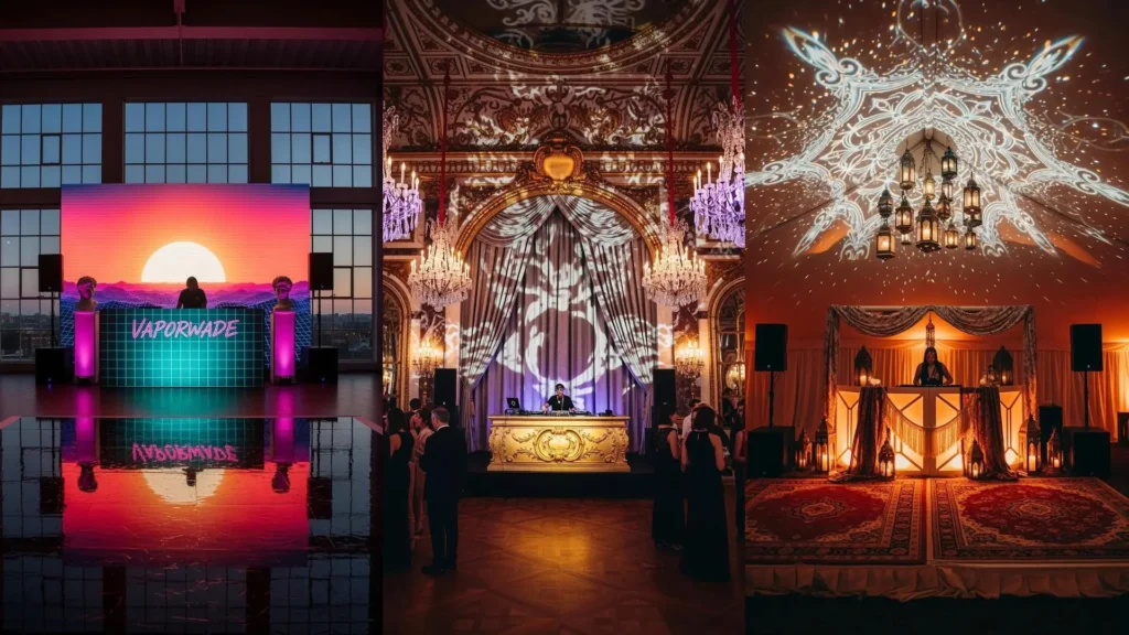 Tre dj booth diversi con luci LED e piste da ballo, per feste che durano fino all'alba.