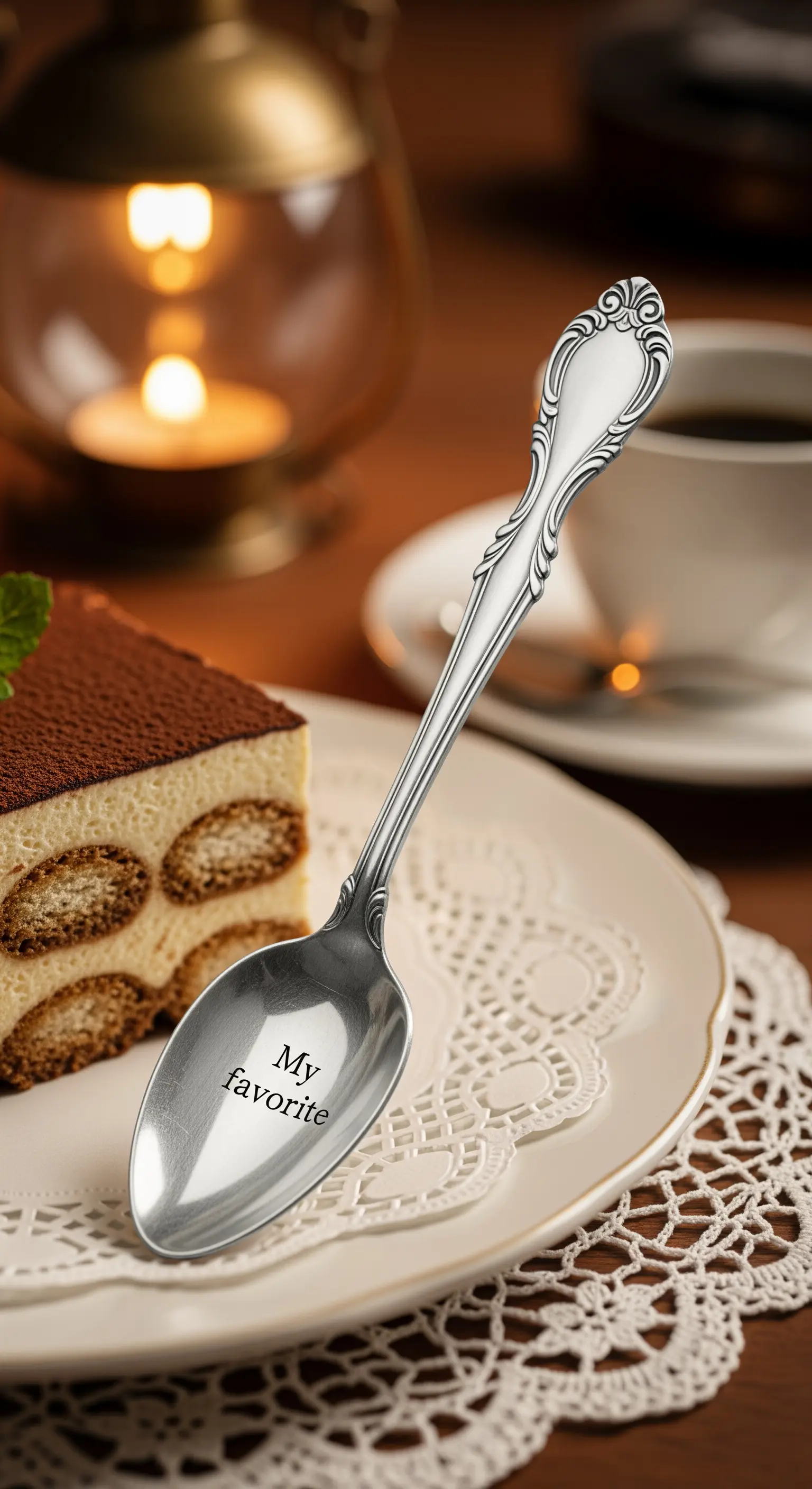 Cucchiaino d'argento con incisa la frase 