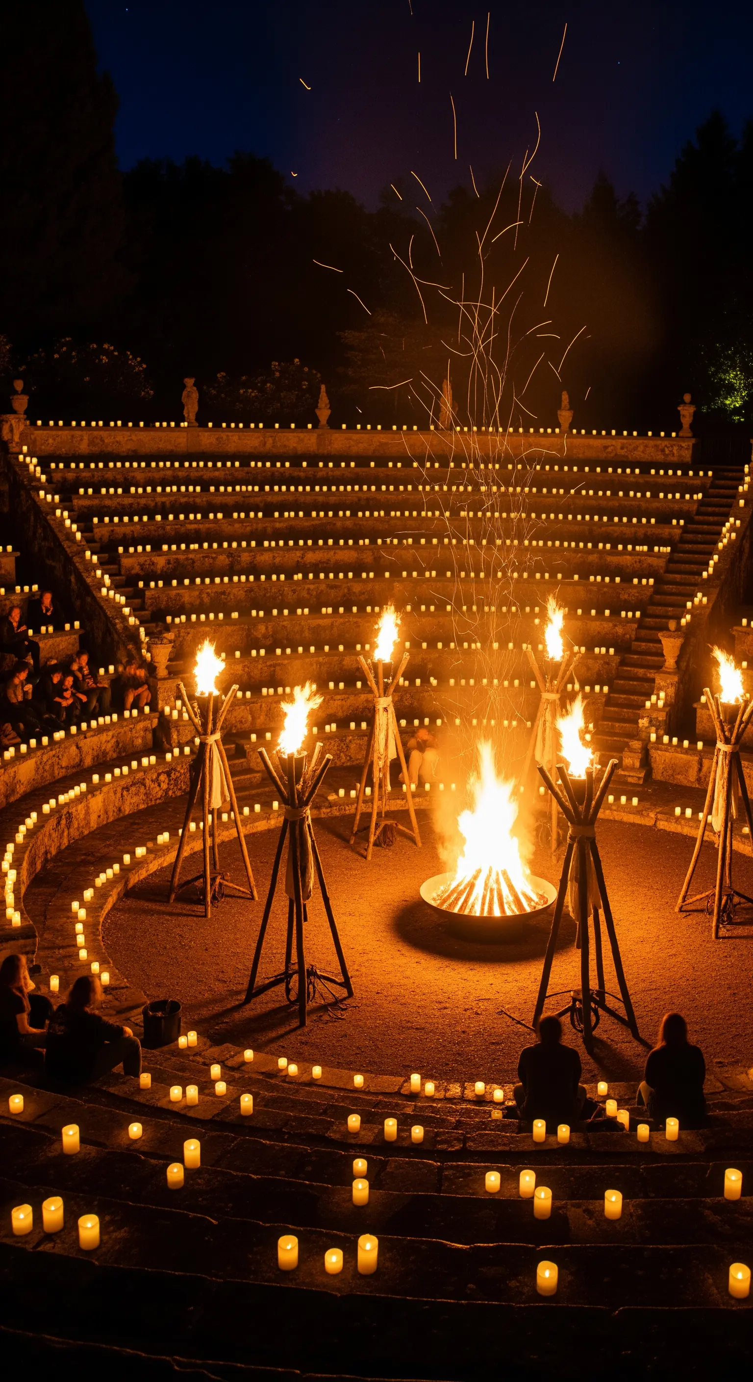 Dettaglio di un'architettura moderna bianca illuminata di notte da luci a LED integrate e faretti.