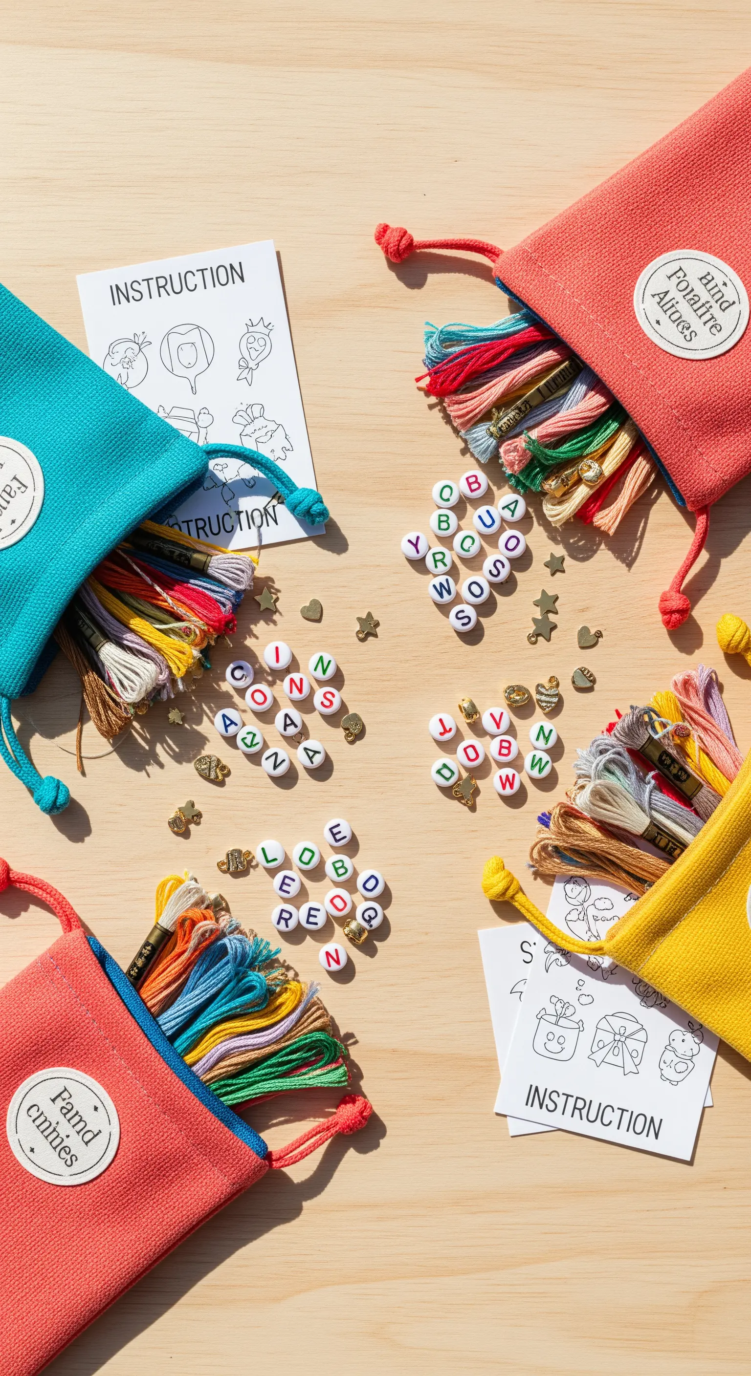 Kit fai-da-te per creare braccialetti dell'amicizia come regalo di addio al nubilato.