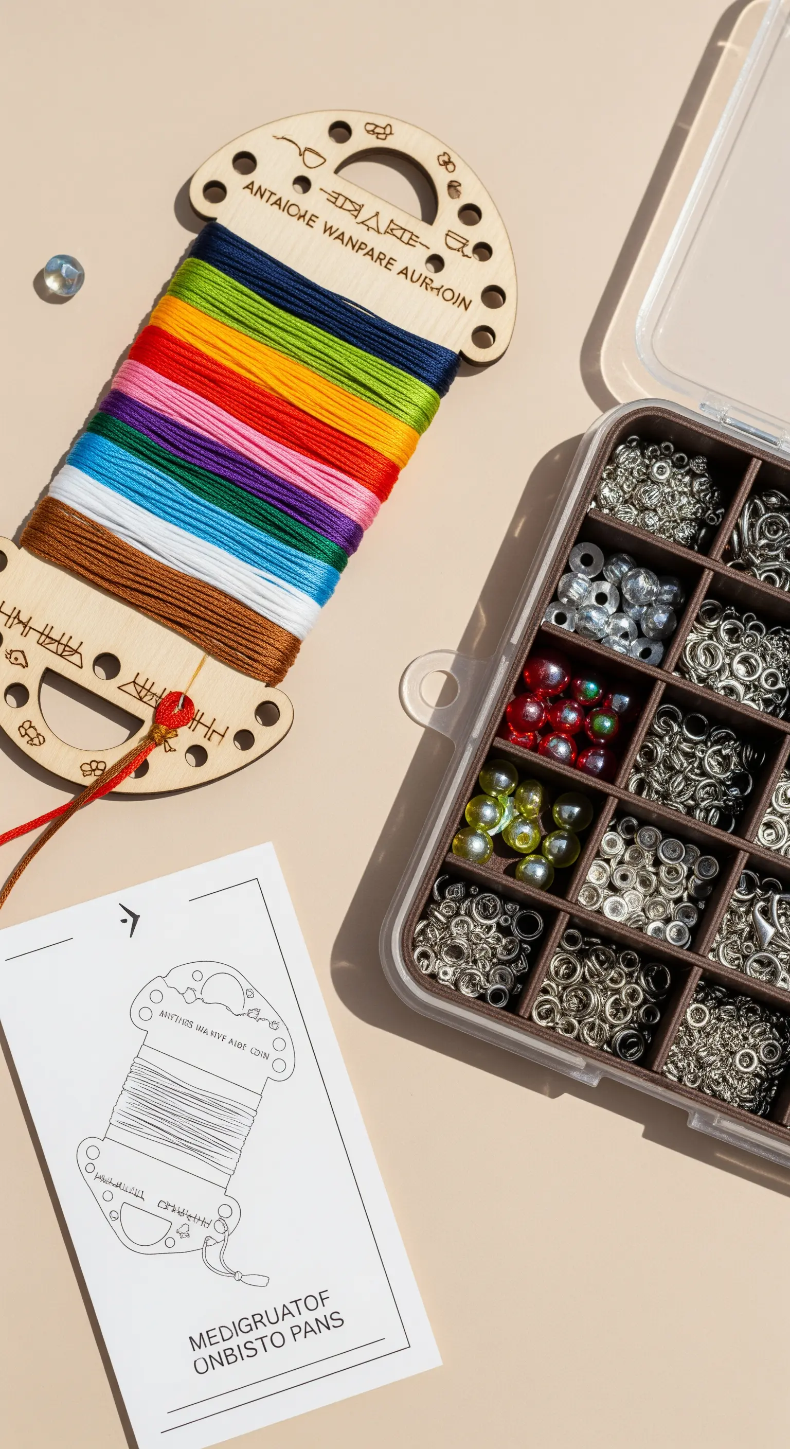 Kit per creare braccialetti con fili colorati arcobaleno e perline metalliche