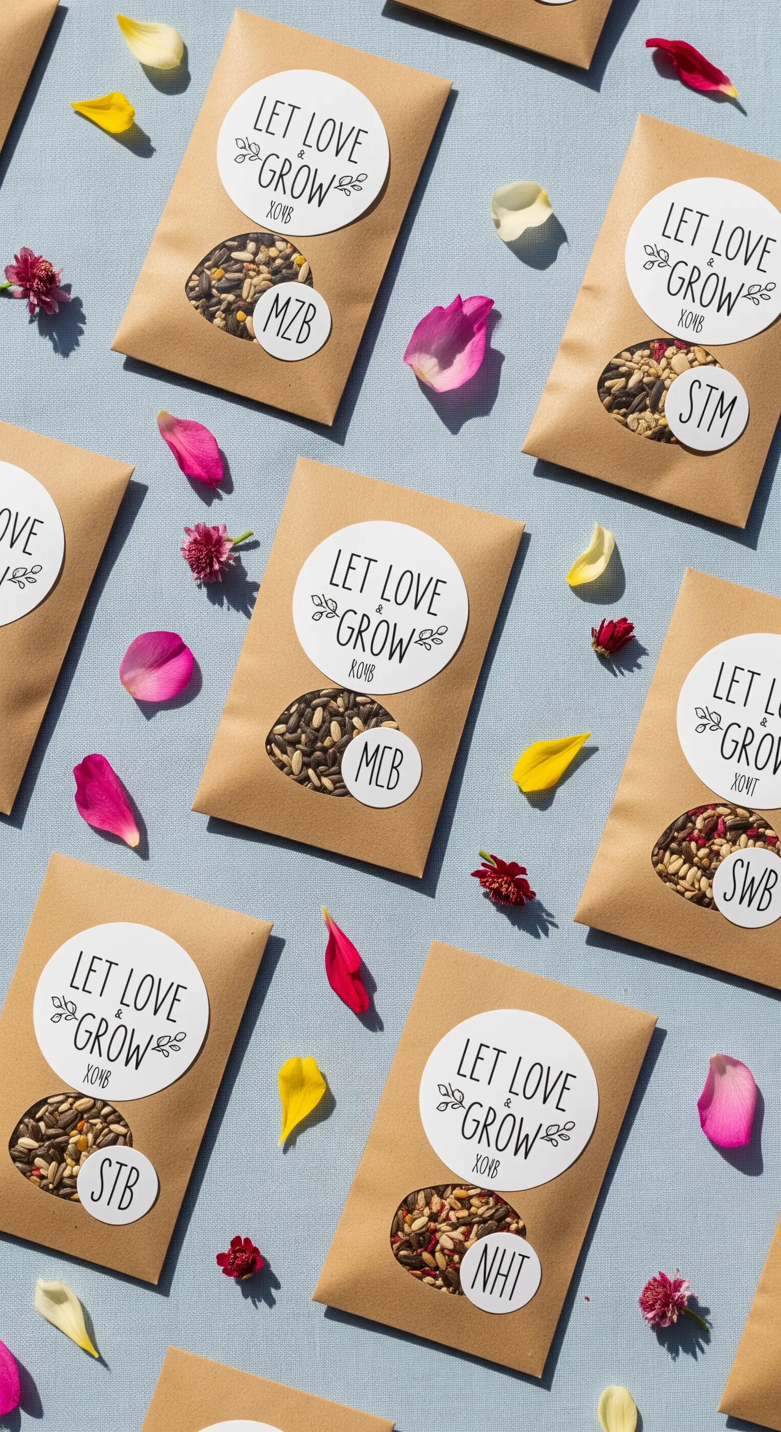 Bustine di carta kraft con etichette personalizzate 